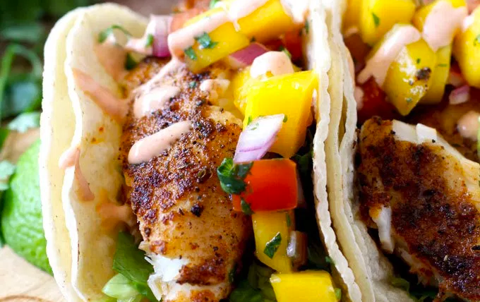Fish Tacos with Mango Salsa