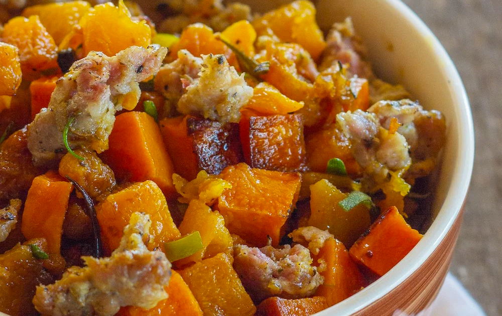 Butternut Squash and Andouille Sausage Bake